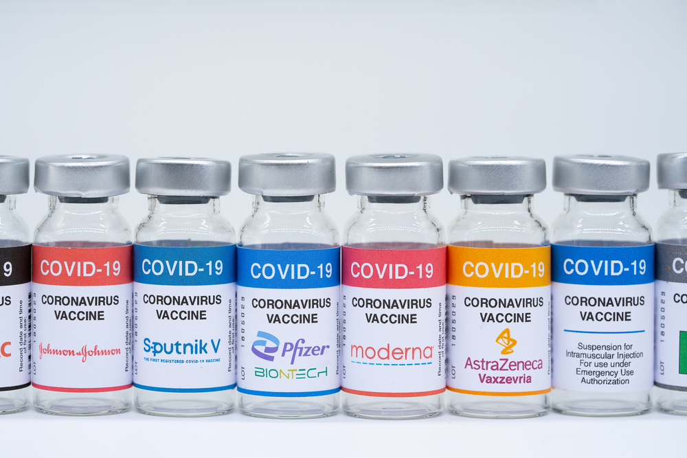 Treviso,,Italy.,April,14,,2021.,Covid,19,Vaccine,Bottles,With MODERNA SUES PFIZER OVER mRNA PATENT