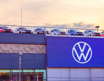 Russia,,Samara,,June,2021:,Volkswagen,Emblem,On,A,Car,Shop THE EUROZONE FACTORY OUTPUT SLUMP