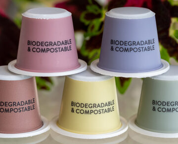 Close,Up,Of,Colourful,,Sustainable,Eco,Friendly,Coffee,Capsules.,The TOUGH NEW FORM OF PLASTIC BIODEGRADES IN DAYS