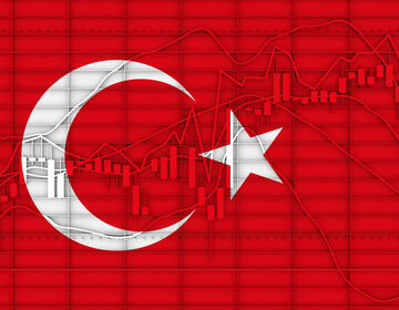 Forex,Candlestick,Pattern.,Trading,Chart,Concept.,Financial,Market,Chart.,3d Turkey flag image over graph