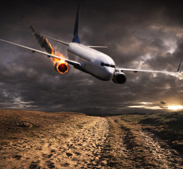 Engine with flameout engine about to crash