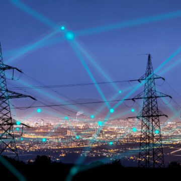 power lines over city