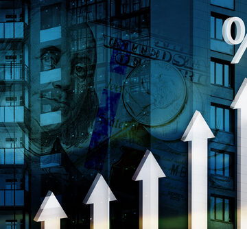 graph showing percentage rate going up, up, up
