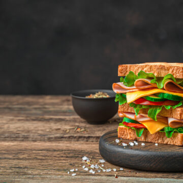 Club,Sandwich With Vegetables Ham, Cheese and Toast