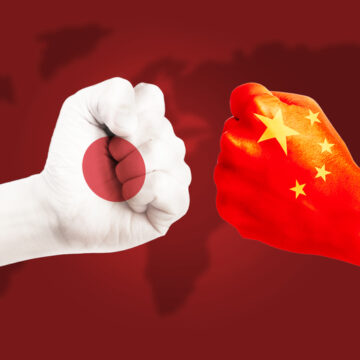 China vs Japan on hands punch to each other's hands