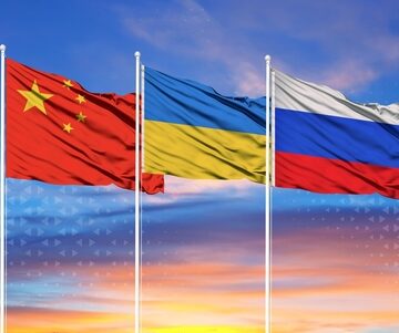 Flags of Russia, Ukraine and China