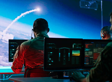 missile launch with technician