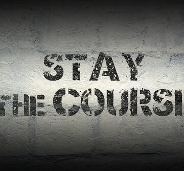 Stay The Course Stencil Print on white brick