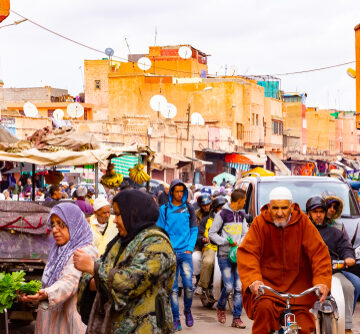 street filled with people in Marrakech