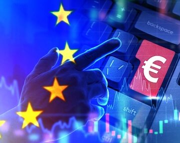 Concept of Euro and EU flag