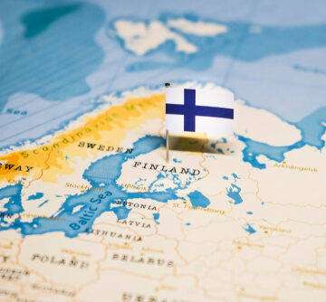 Map of Finland with NATO flag