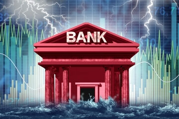 concept of back sitting in a flooding lightening and thunder storm