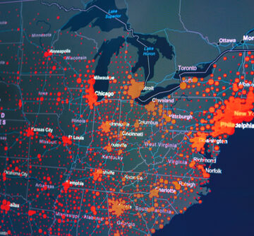 aUsa,,America,Map,Of,Coronavirus,(ncov-19),,Close-up,American,States,With Close-up of U.S. Map Showing Coronavirus Cases