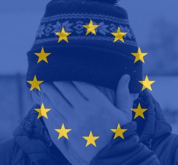 Man Hiding His Face With Overlay Of European Union Flag