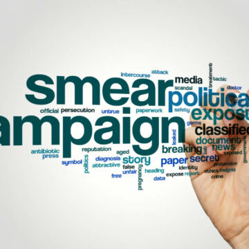 Word cloud of toxic words related to political campaign.