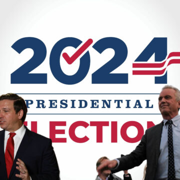 Collage of U.S. presidential hopefuls Florida Gov. Ron DeSantis and Robert F. Kennedy Jr.