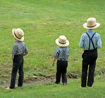 Amish,Boys,By,A,Stream,,Lancaster,Pa Amish Boys By A Stream In Lancaster, Pa