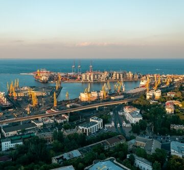 View,Of,The,Sunset,In,Odessa,From,Above.,Evening,City Sunset View Of Odessa Port