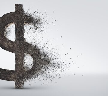 Dollar Sign Collapses On Gray Background