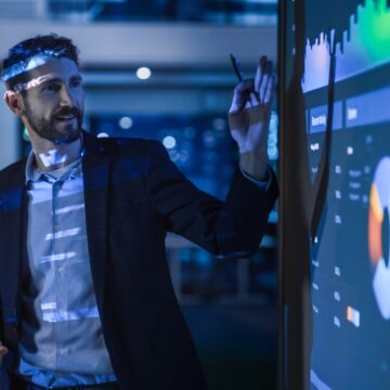 Conference Business Meeting Presentation By CEO To Group