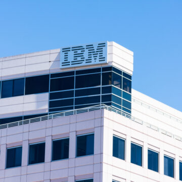 IBM Corporation Logo And Sign Atop IBM Innovation Center