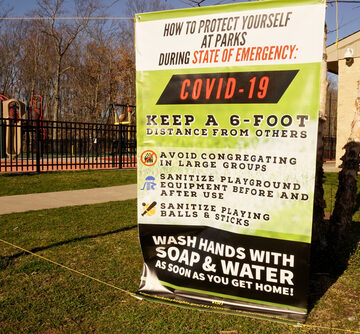 Large Outdoor Sign Listing Covid-19 Protocols