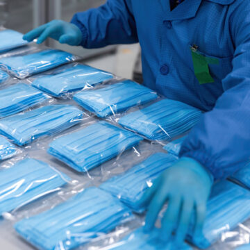 Medical Face Masks On The Production Line
