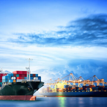 Illustration of Logistics And Transportation Of International Container Cargo Ships In Port