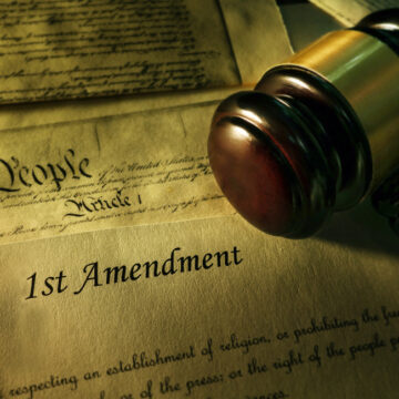 First Amendment Of The U.S. Constitution With Court Gavel