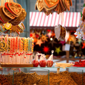 Gingerbreads Candies And Nuts Displayed On A Christmas Market Stall