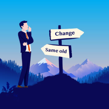 Illustration Of Man At Crosswords Of Change Or Same Old