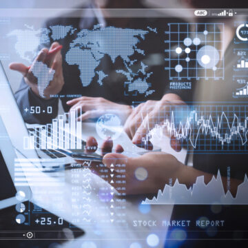 Concept Montage Of Investor Analyzing Stock Market Report And Financial Dashboard With Business Data