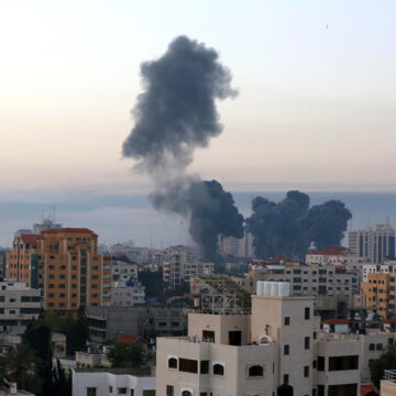 Israeli Air Strike On Residential Buildings And Towers In Gaza