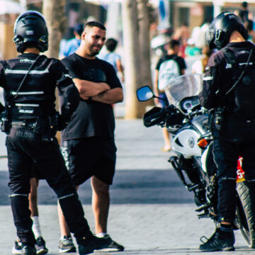 Israeli Police Stopping A Motorist In Tel Aviv