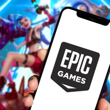 Smartphone With Epic Games Cartoon Characters In The Background