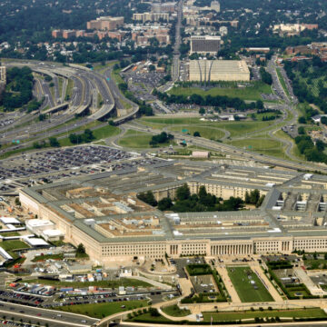 Aerial View Of The U.S. Pentagon, The Department Of Defense Headquarters In Arlington, Virginia