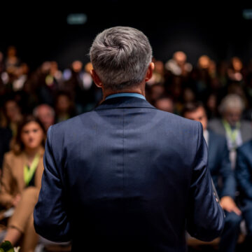Businessman Making A Speech In Front Of An Audience