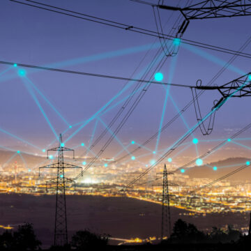 High Power Electricity Poles In Urban Area