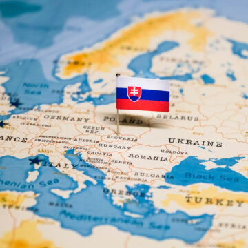 The,Flag,Of,Slovakia,In,The,World,Map The Flag Of Slovakia Pinned Onto The World Map