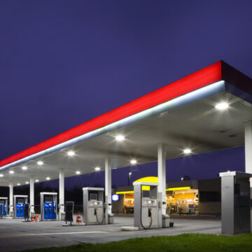 Empty Gas Station At Night