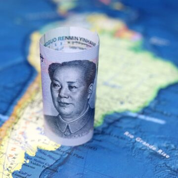 Chinese Yuan On The Map Of South America