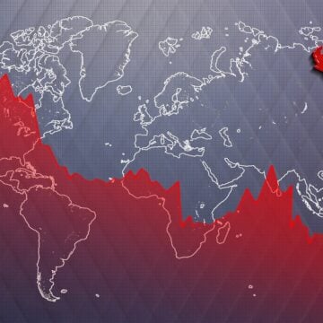 Downward Graph Representing Economic Recession, Map And Flag Of Peru