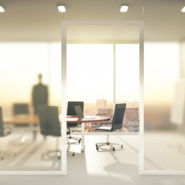 Office Conference Room With Frosted Glass Walls