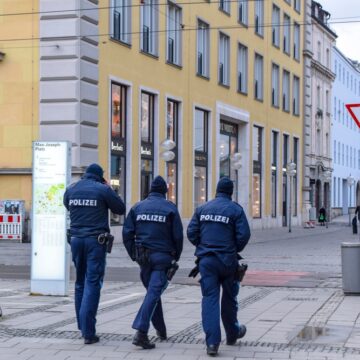 Munich,,Germany,-,Feb,20,,2023:,Munich,Police,(polizei),On German Police (polizei) On The Street In Munich, Germany