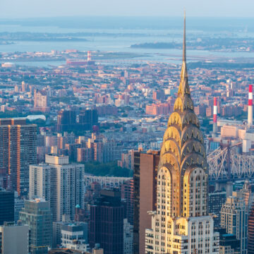Manhattan Skyline Including Architectural Landmark The Chrysler Building