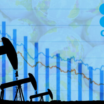 Silhouette Of Industrial Oil Pumps And Falling Oil Graph