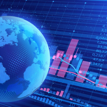 Illustration of The Earth With Economic Graph In Background