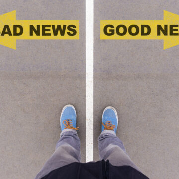 Bad,News,And,Good,News,Text,On,Yellow,Arrows,On Bad News And Good News Yellow Arrows Pointing In Opposite Directions