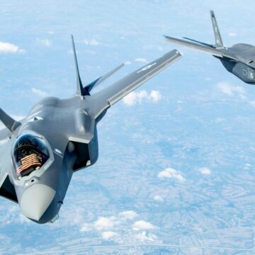 U.S. Air Force F-35 Stealth Fighter Jets In Flight Formation