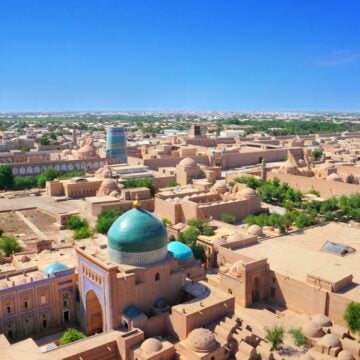 Aerial View Of 2500-year-old Ancient City Of Khiva in Uzbekistan